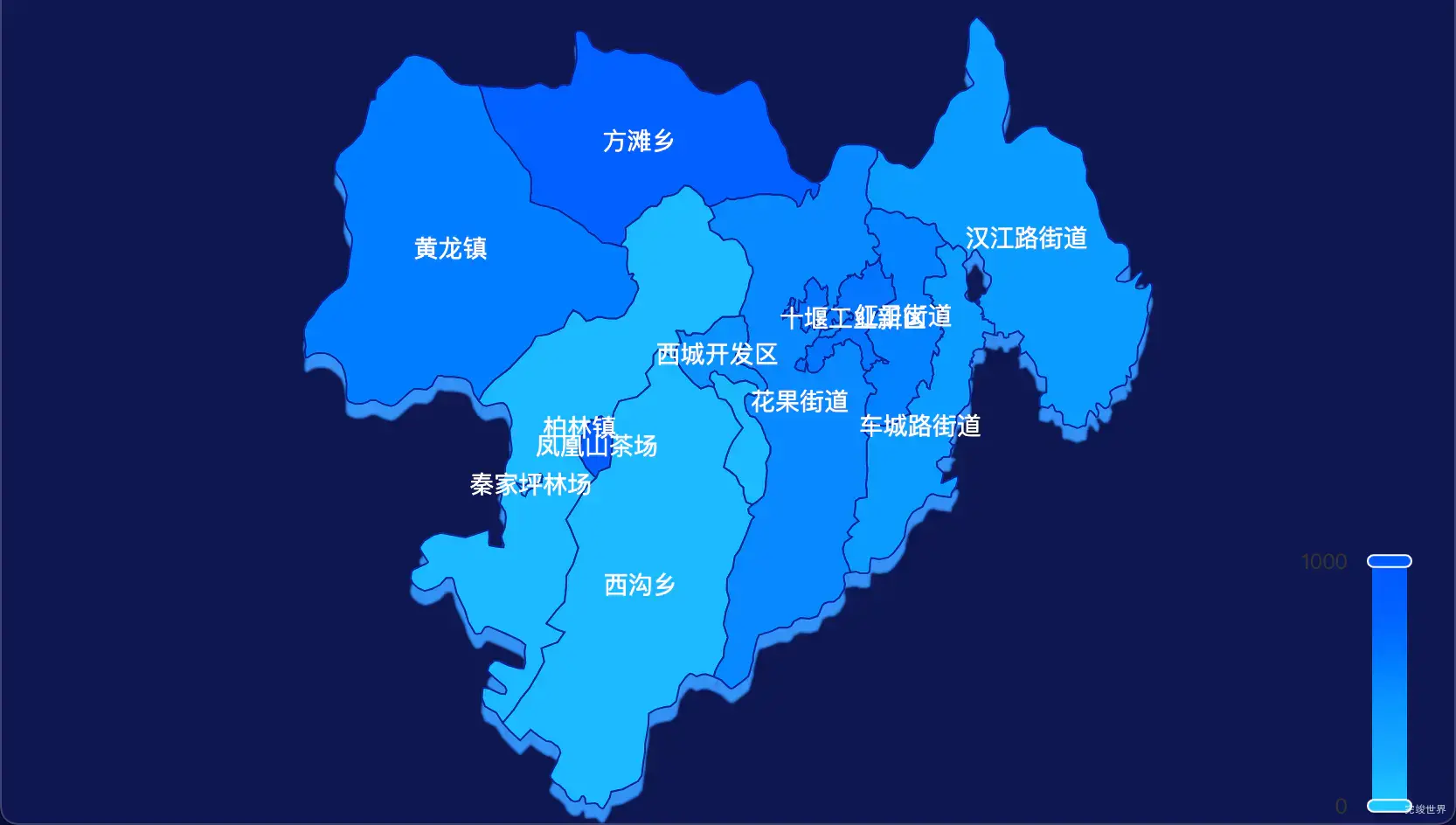 6 echarts 十堰市张湾区geoJson地图 visualMap控制地图颜色